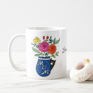 Tuxedo Cat Lover Mom Floral Custom Name Gift Coffee Mug