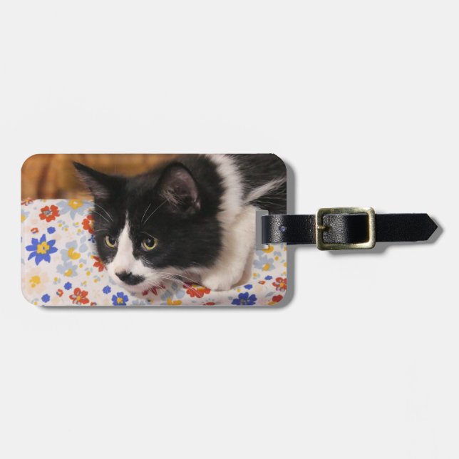 Tuxedo Cat Luggage Tag (Front Horizontal)