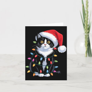 Tuxedo Cat Meow Santa Tuxie Christmas Tree  Card