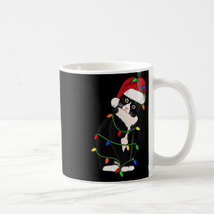 Tuxedo Cat Meow Santa Tuxie Christmas Tree Lights  Coffee Mug