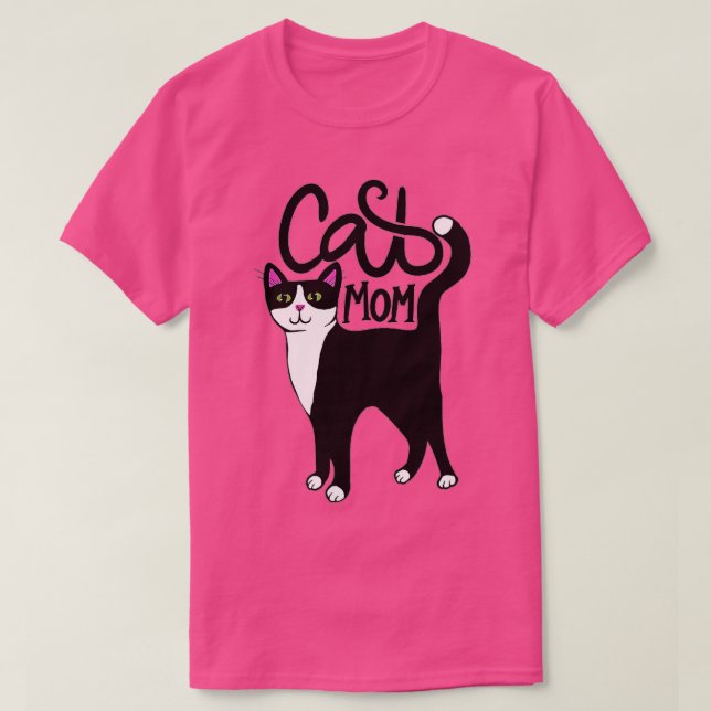 Tuxedo Cat Mum Cute T-Shirt (Design Front)