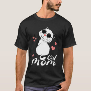 Tuxedo Cat Mum With Sunglasses Cute Tuxie Lover Th T-Shirt