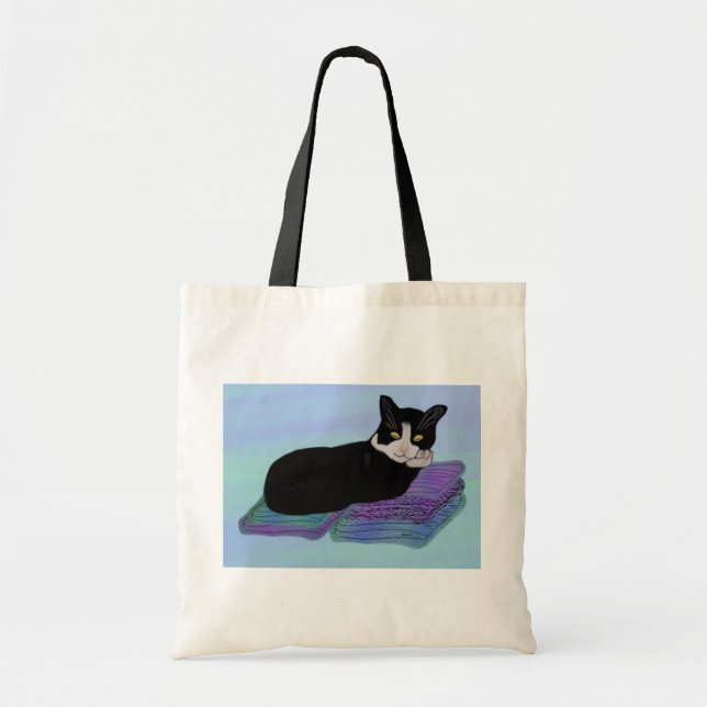 Tuxedo Cat Nap Canvas Bag (Front)