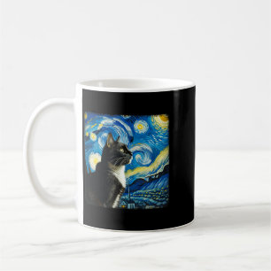 Tuxedo Cat Night Sky Art - Starry Art Style - Coffee Mug