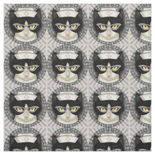 Tuxedo Cat Nurse Fabric (Swatch)