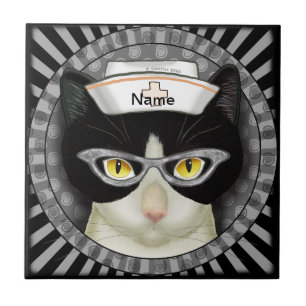 Tuxedo Cat Nurse  Tile