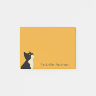 Tuxedo Cat on Yellow Personalise Post-it Notes