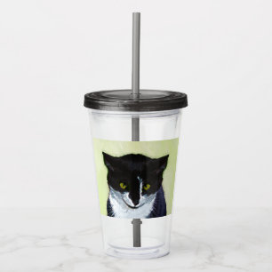 Tuxedo Cat Painting - Cute Original Cat Art Acrylic Tumbler