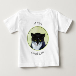Tuxedo Cat Painting - Cute Original Cat Art Baby T-Shirt