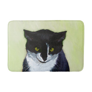 Tuxedo Cat Painting - Cute Original Cat Art Bath Mat