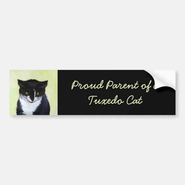Tuxedo Cat Painting - Cute Original Cat Art Bumper Sticker (Front)
