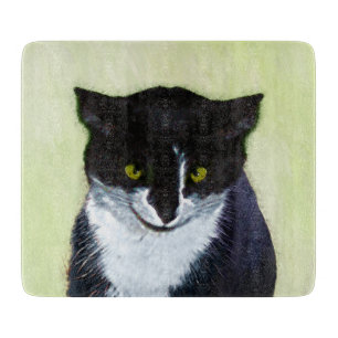 Tuxedo Cat Painting - Cute Original Cat Art Cutting Board