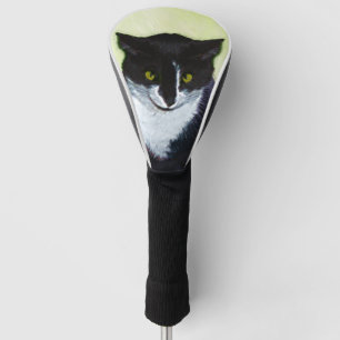 Tuxedo Cat Painting - Cute Original Cat Art Golf Head Cover
