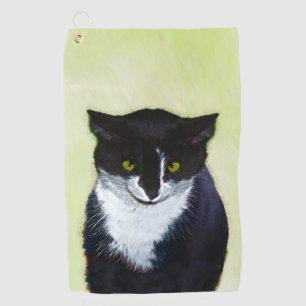 Tuxedo Cat Painting - Cute Original Cat Art Golf Towel