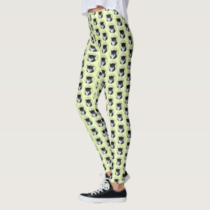 Tuxedo Cat Painting - Cute Original Cat Art Leggings