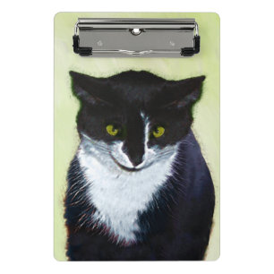 Tuxedo Cat Painting - Cute Original Cat Art Mini Clipboard