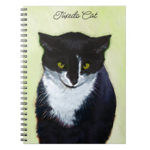 Tuxedo Cat Painting - Cute Original Cat Art Notebook