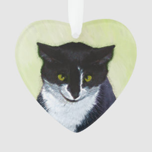 Tuxedo Cat Painting - Cute Original Cat Art Ornament