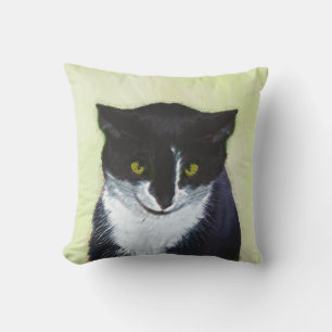 Tuxedo Cat Painting - Cute Original Cat Art Outdoor Cushion