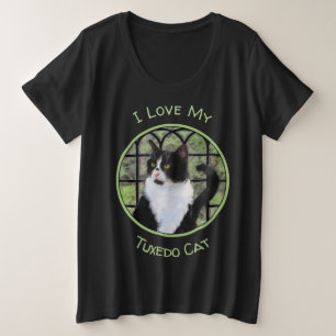 Tuxedo Cat Painting - Cute Original Cat Art Plus Size T-Shirt
