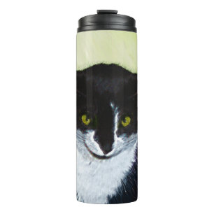 Tuxedo Cat Painting - Cute Original Cat Art Thermal Tumbler