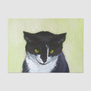 Tuxedo Cat Painting - Cute Original Cat Art Tissue Paper