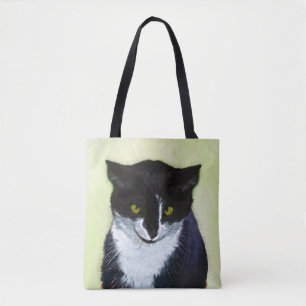 Tuxedo Cat Painting - Cute Original Cat Art Tote Bag
