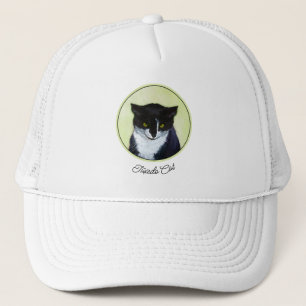 Tuxedo Cat Painting - Cute Original Cat Art Trucker Hat