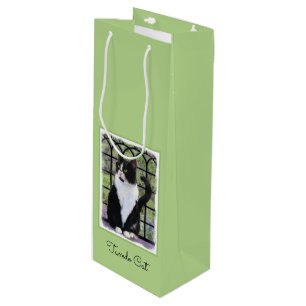 Tuxedo Cat Painting - Cute Original Cat Art Wine Gift Bag