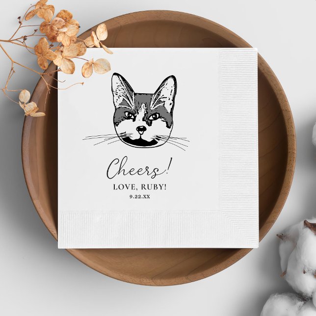 Tuxedo Cat Personalised Cheers Napkins (Creator Uploaded)