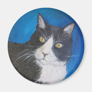 Tuxedo Cat Pet Art Custom Magnet