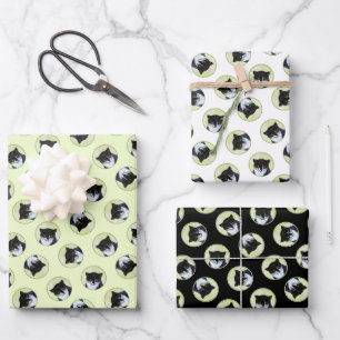 Tuxedo Cat Portrait Painting Cute Original Art Wrapping Paper Sheet