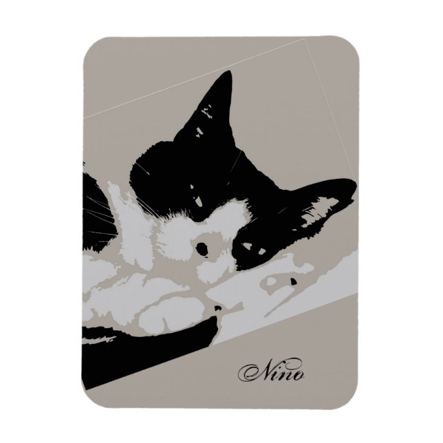 Tuxedo Cat Resting Magnet (Vertical)