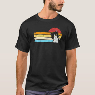 Tuxedo Cat Retro Sunset Vintage Cat Lady Tuxedo Ca T-Shirt
