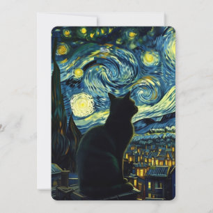 Tuxedo Cat Starry Night Tuxedo Cat Owner Invitation