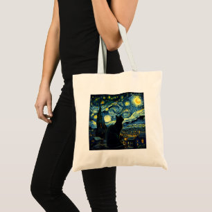 Tuxedo Cat Starry Night Tuxedo Cat Owner Tote Bag