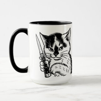 Tuxedo Cat Switchblade Attitude Mug by Phil Elmore