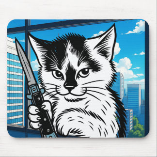 Tuxedo Cat Switchblade Mousepad by Phil Elmore