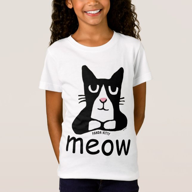 TUXEDO CAT t-shirts, Panda Kitty KIDS MEOW T-Shirt (Front)