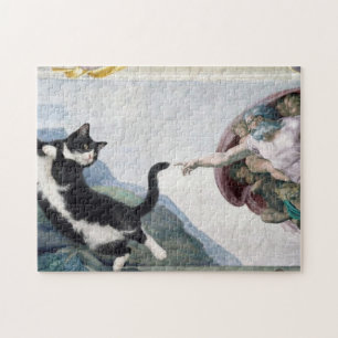 Tuxedo Cat Touching the Divine Paw                 Jigsaw Puzzle