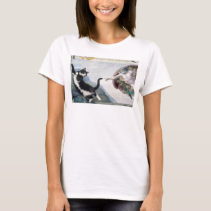 Tuxedo Cat Touching the Divine Paw                 T-Shirt