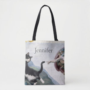 Tuxedo Cat Touching the Divine Paw                 Tote Bag