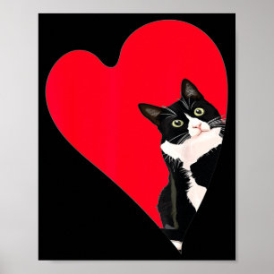 Tuxedo Cat Valentine Heart For Kitten And Animal L Poster