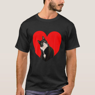 Tuxedo Cat Valentine Heart For Kitten And Animal L T-Shirt
