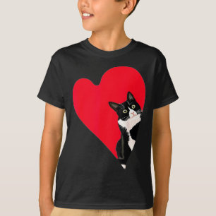 Tuxedo Cat Valentine Heart For Kitten And Animal L T-Shirt