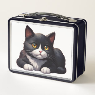 TUXEDO CAT vintage metal lunch box