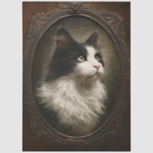 Tuxedo Cat Vintage Style Portrait Decoupage Tissue Paper