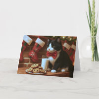 Tuxedo Cat Waiting for Santa