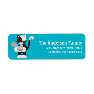 Tuxedo Cat with Can of Tuna Return Address Labels