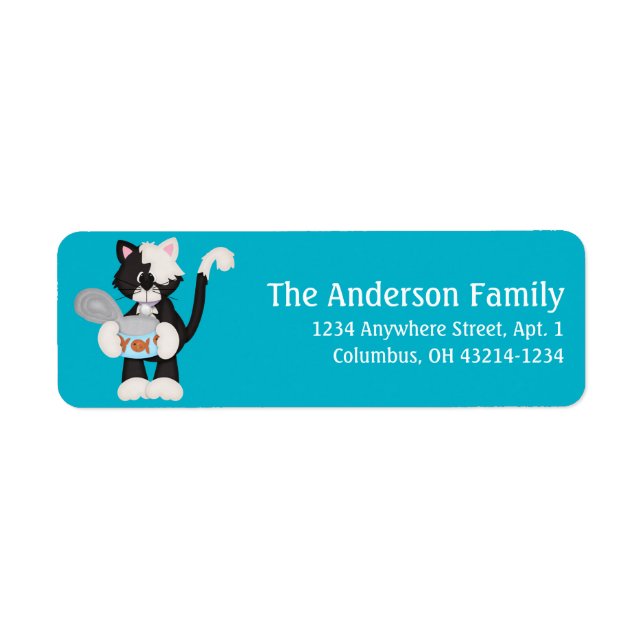Tuxedo Cat with Can of Tuna Return Address Labels (Front)